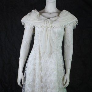 Vintage White Lace Formal Dress
